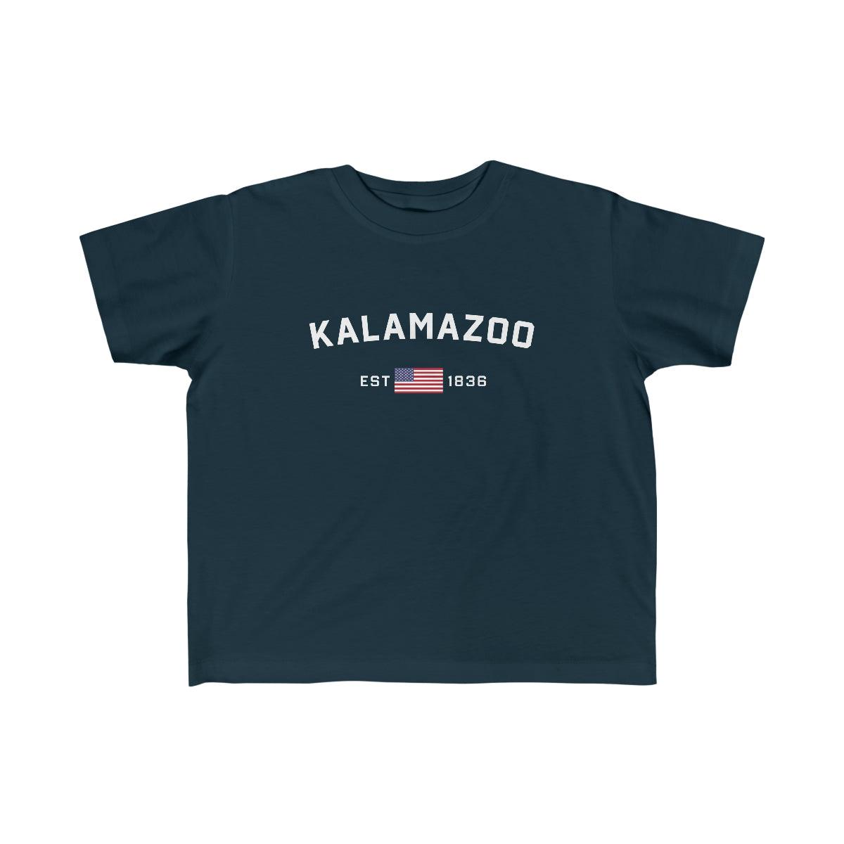 'Kalamazoo EST 1836' T-Shirt  (w/USA Flag Outline) | Toddler Short Sleeve - Circumspice Michigan