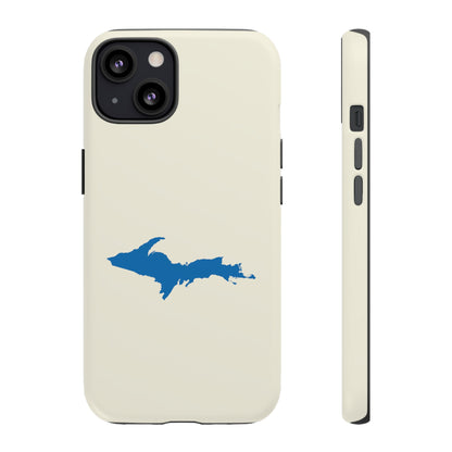 Michigan Upper Peninsula Tough Phone Case (Ivory Color w/ Azure UP Outline) | Apple iPhone