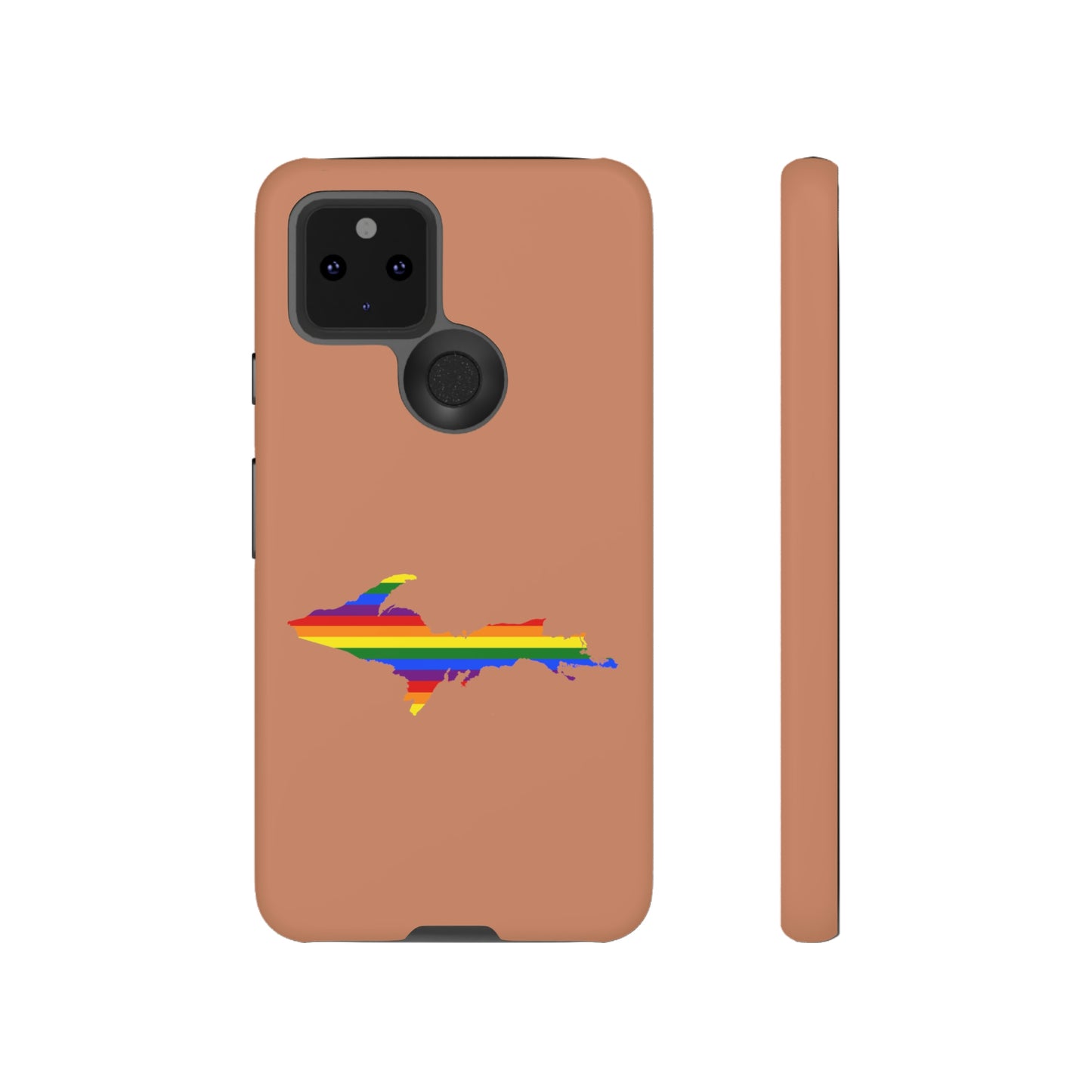 Michigan Upper Peninsula Tough Phone Case (Copper Color w/ UP Pride Flag Outline) | Samsung & Pixel Android