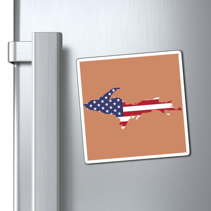 Michigan Upper Peninsula Square Magnet (Copper Color w/ UP USA Flag Outline)