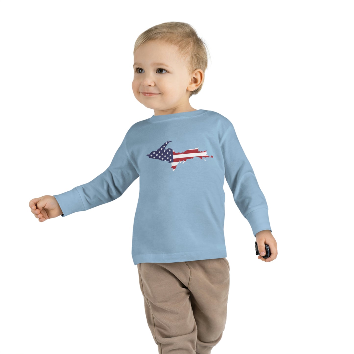 Michigan Upper Peninsula T-Shirt (w/ UP USA Flag Outline) | Toddler Long Sleeve