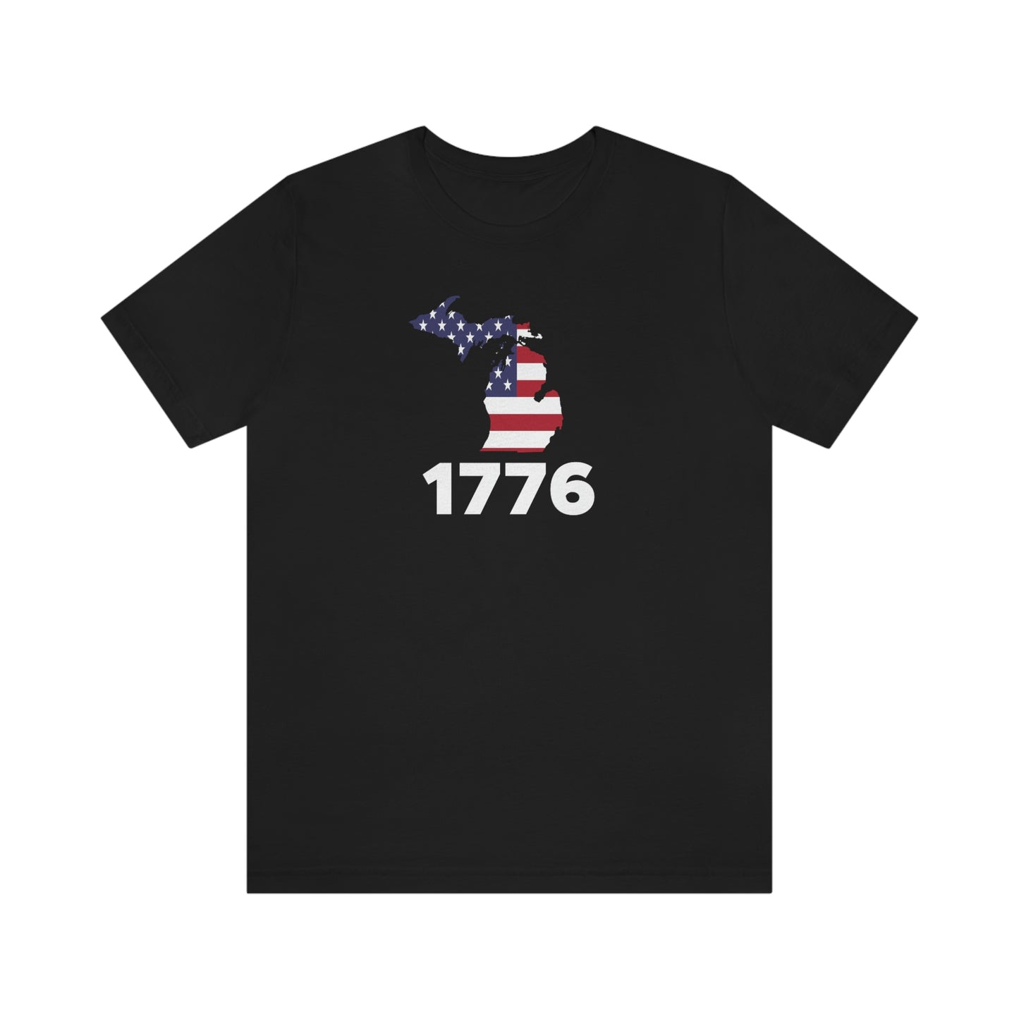 Michigan '1776' T-Shirt (Geometric Sans Font w/ MI USA Flag Outline) | Unisex Standard Fit