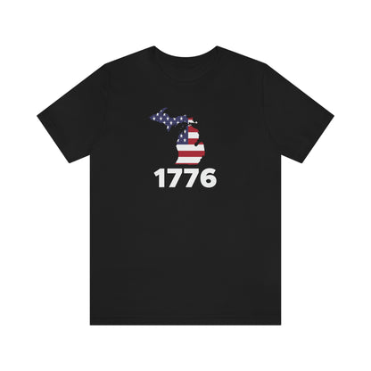 Michigan '1776' T-Shirt (Geometric Sans Font w/ MI USA Flag Outline) | Unisex Standard Fit