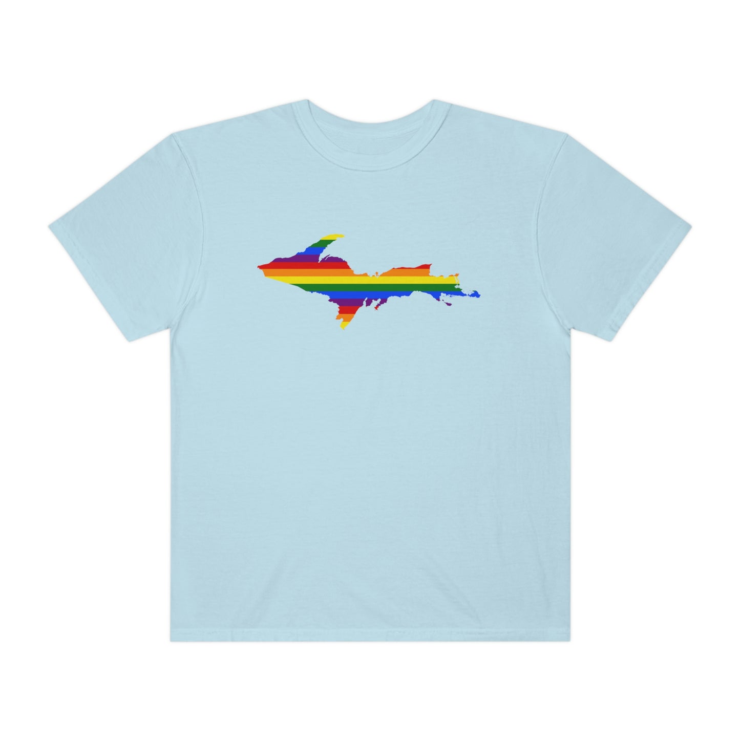 Michigan Upper Peninsula T-Shirt (w/ UP Pride Flag Outline) | Unisex Garment-Dyed
