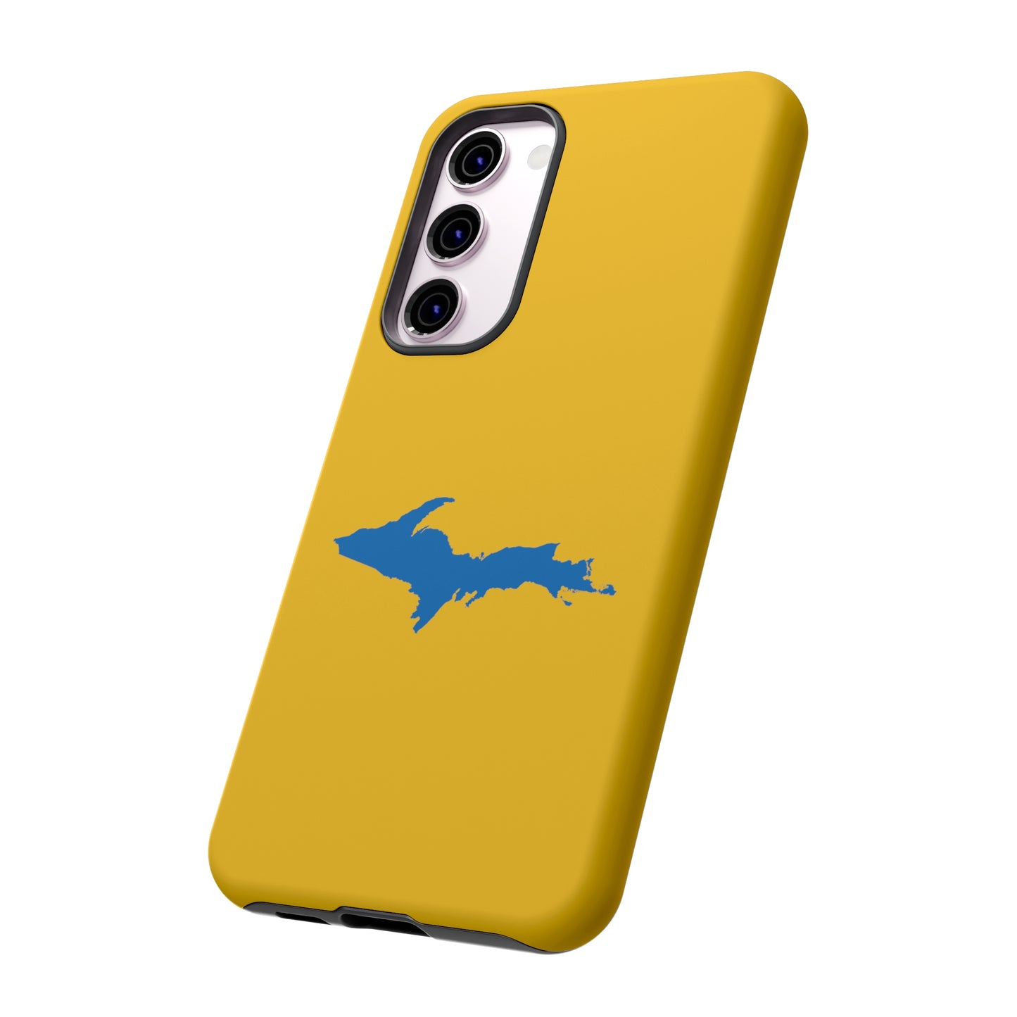 Michigan Upper Peninsula Tough Phone Case (Gold w/ Azure UP Outline) | Samsung & Pixel Android