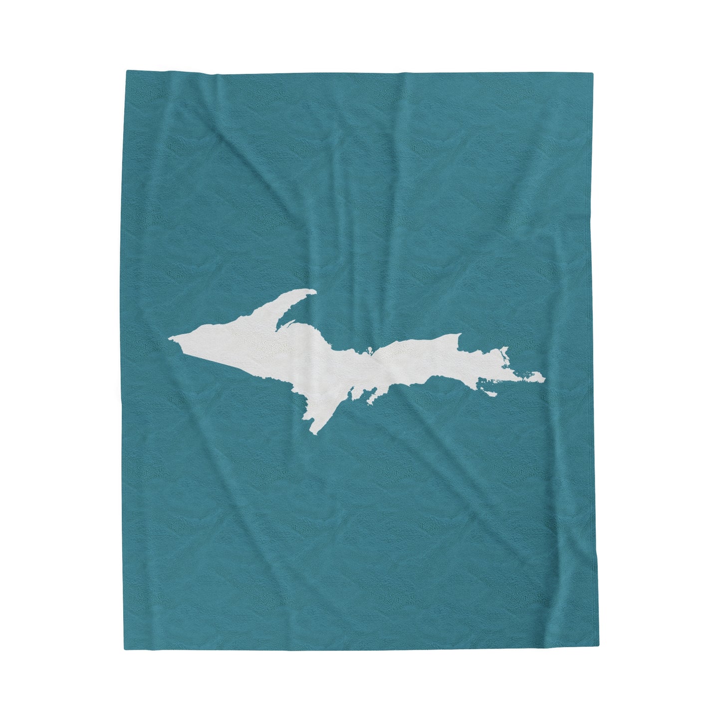 Michigan Upper Peninsula Plush Blanket (w/ UP Outline) | Lake Huron Blue