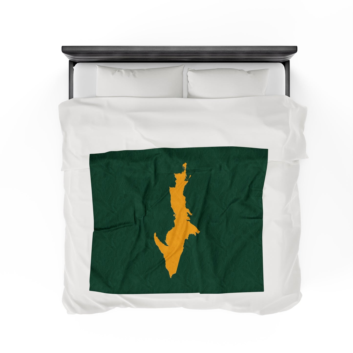 Michigan Upper Peninsula Plush Blanket (w/ Gold UP Outline) | Superior Green