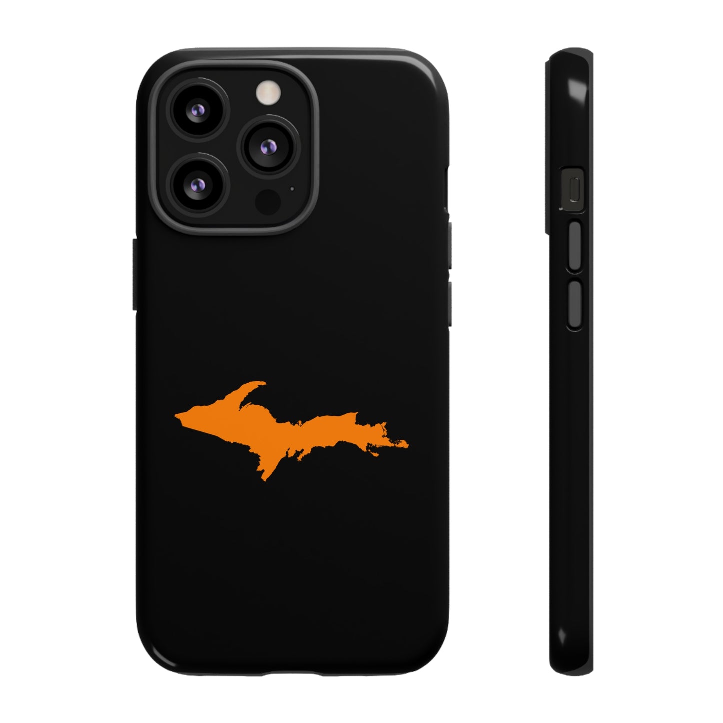 Michigan Upper Peninsula Tough Phone Case (Black w/ Orange UP Outline) | Apple iPhone