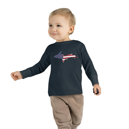 Michigan Upper Peninsula T-Shirt (w/ UP USA Flag Outline) | Toddler Long Sleeve