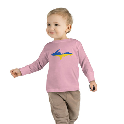 Michigan Upper Peninsula T-Shirt (w/ UP Ukraine Flag Outline) | Toddler Long Sleeve