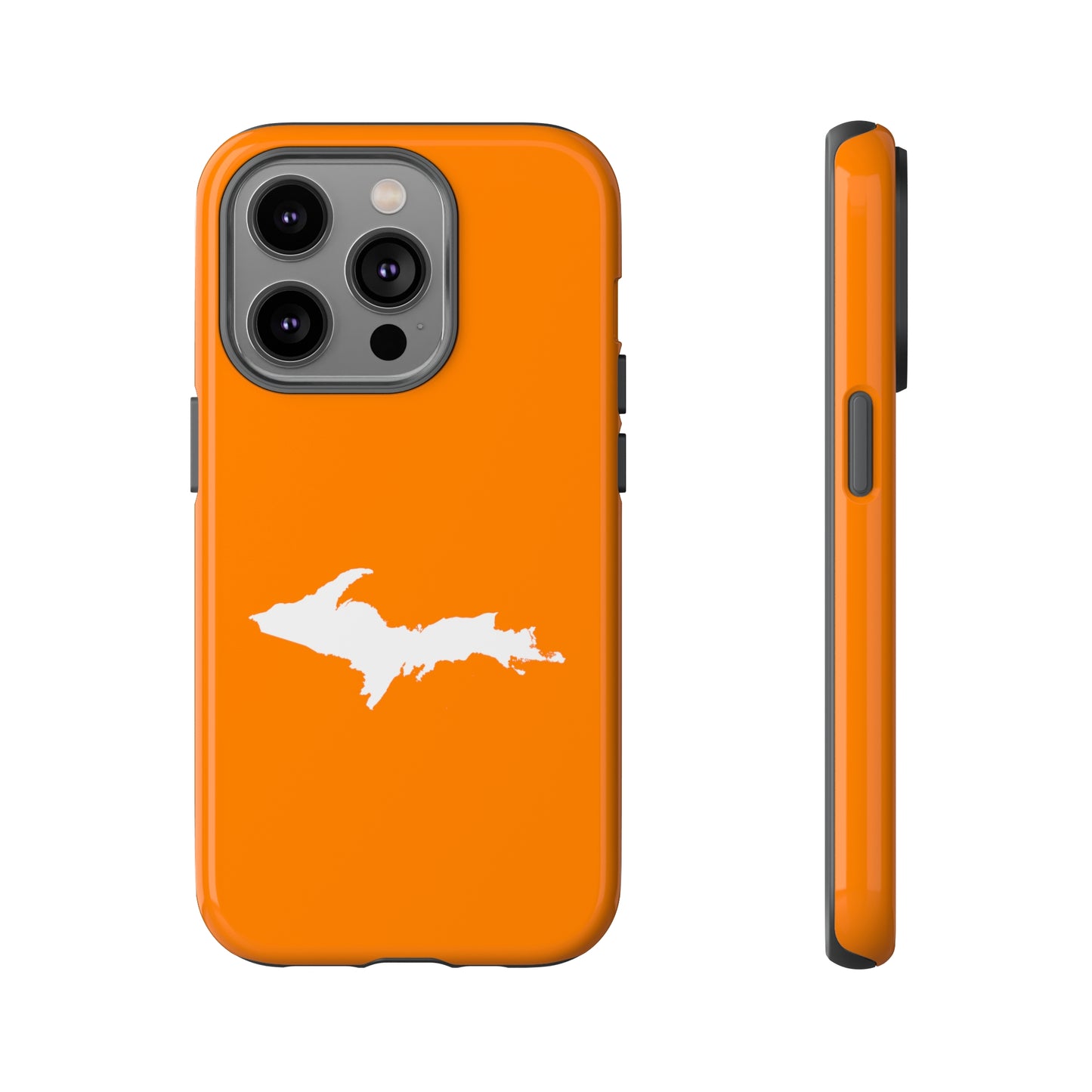 Michigan Upper Peninsula Tough Phone Case (Orange w/ UP Outline) | Apple iPhone