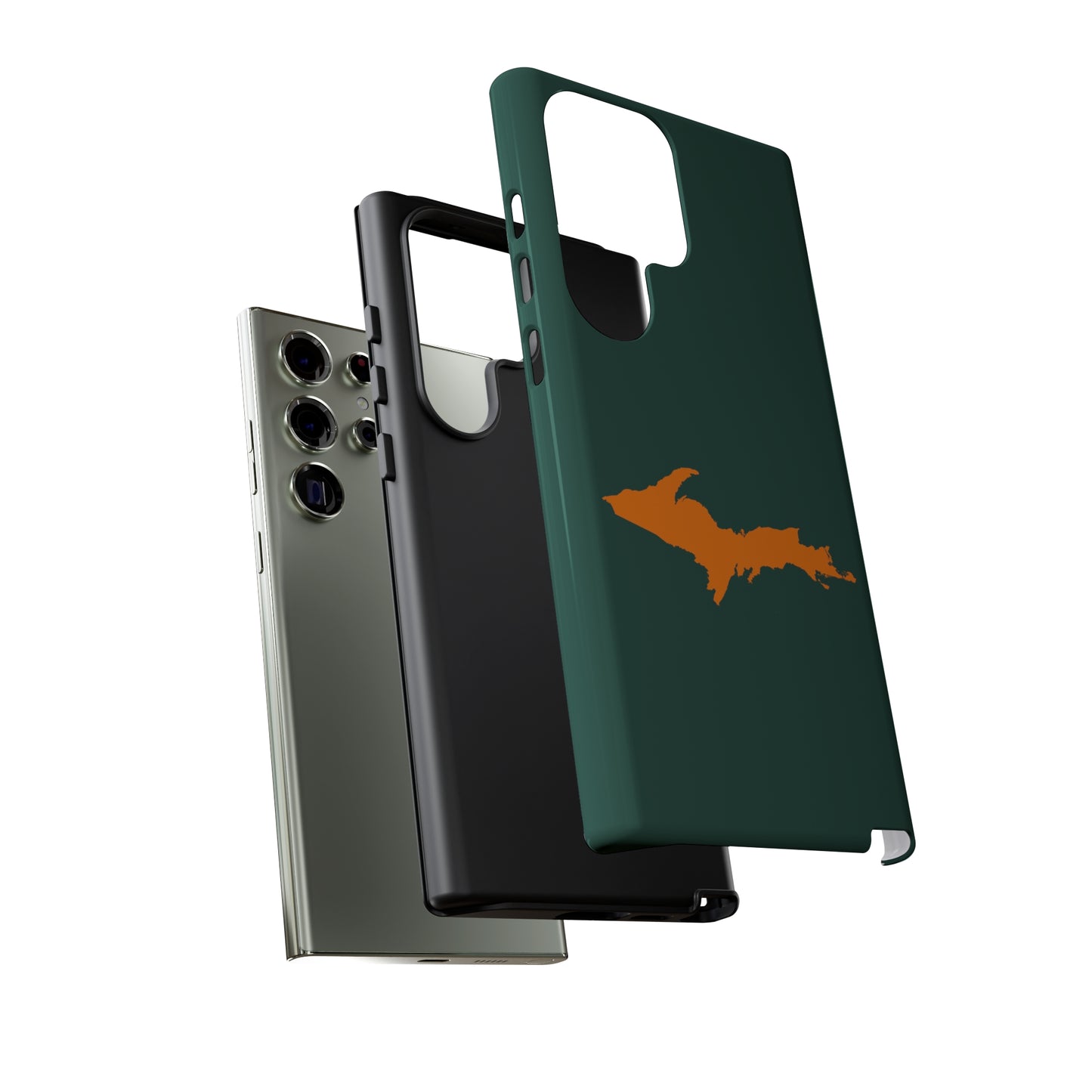 Michigan Upper Peninsula Tough Phone Case (Green w/ Orange UP Outline) | Samsung & Pixel Android