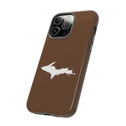 Michigan Upper Peninsula Tough Phone Case (Coffee Color w/ UP Outline) | Apple iPhone