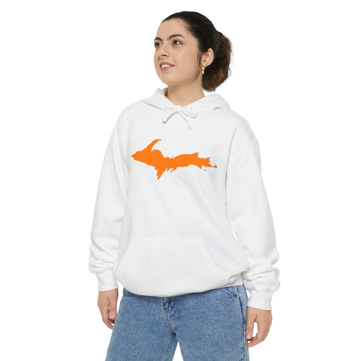 Michigan Upper Peninsula Hoodie (w/ Orange UP Outline) | Unisex Garment-Dyed