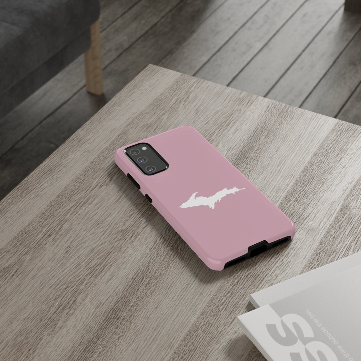 Michigan Upper Peninsula Tough Phone Case (Pink w/ White UP Outline) | Samsung & Pixel Android