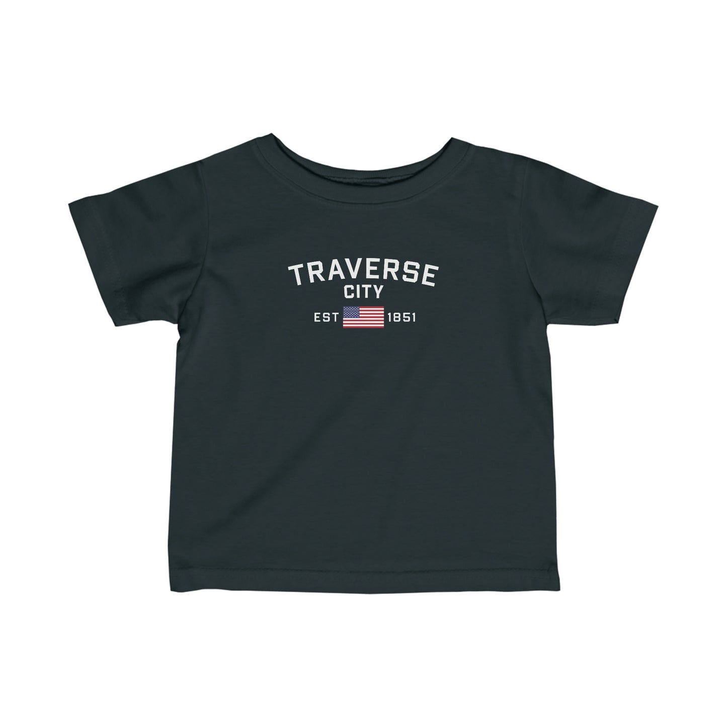 'Traverse City EST 1851' T-Shirt (w/USA Flag Outline) |  Infant Short Sleeve