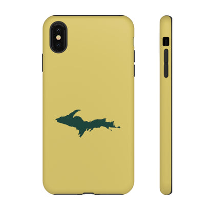 Michigan Upper Peninsula Tough Phone Case (Plum Yellow w/ Green UP Outline) | Apple iPhone