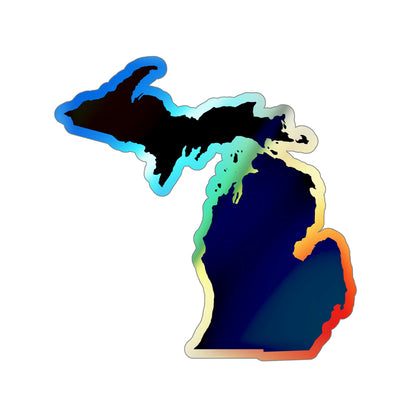 Michigan Outline Holographic Die-cut Stickers | Navy Color