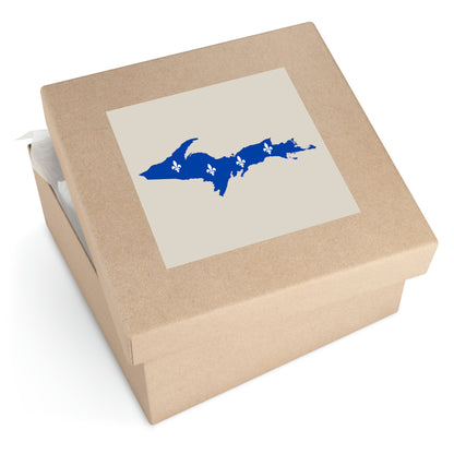 Michigan Upper Peninsula Square Sticker (Canvas Color w/ UP Quebec Flag Outline) | Indoor/Outdoor