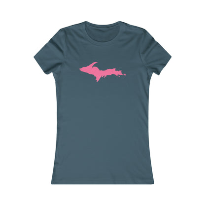 Michigan Upper Peninsula T-Shirt (w/ Pink UP Outline) | Women's Slim Fit