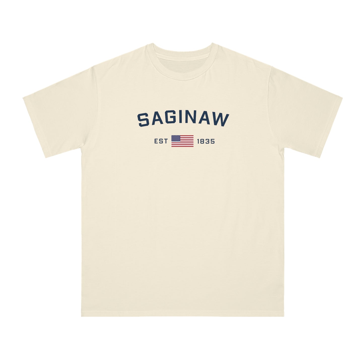 'Saginaw EST 1835' T-Shirt (w/ USA Flag | Organic Unisex