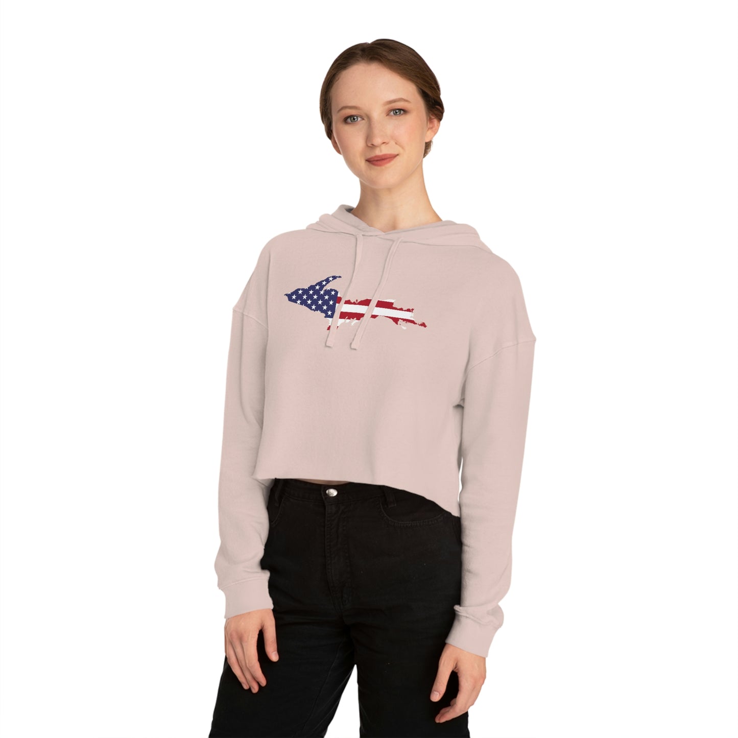 Michigan Upper Peninsula Hoodie (w/ UP USA Flag Outline) | Lightweight Cropped