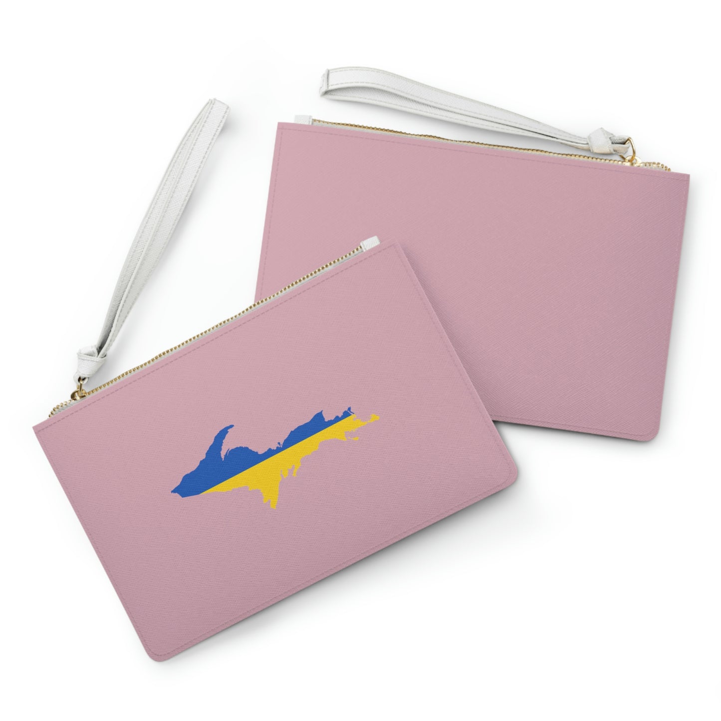 Michigan Upper Peninsula Clutch Bag (Pink w/ UP Ukraine Flag Outline)