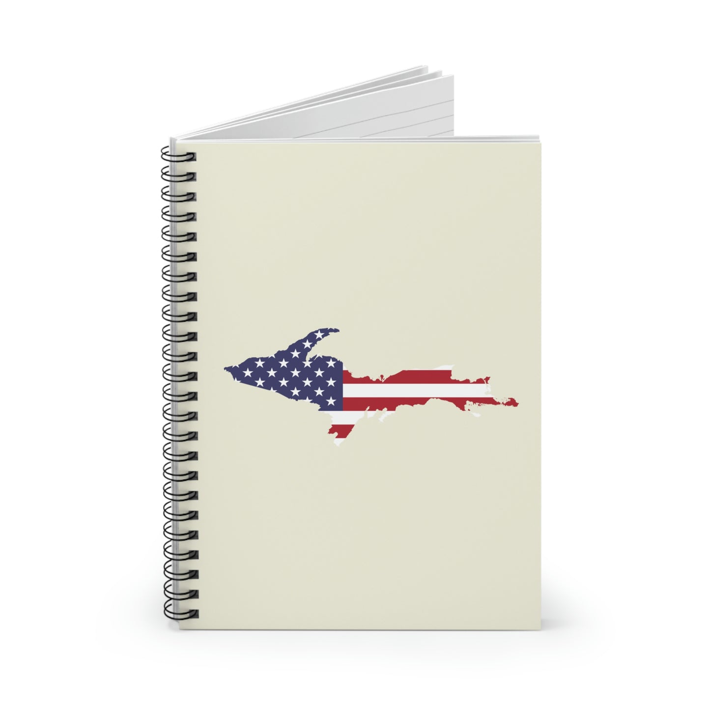 Michigan Upper Peninsula Spiral Notebook (w/ UP USA Flag Outline) | Ivory White