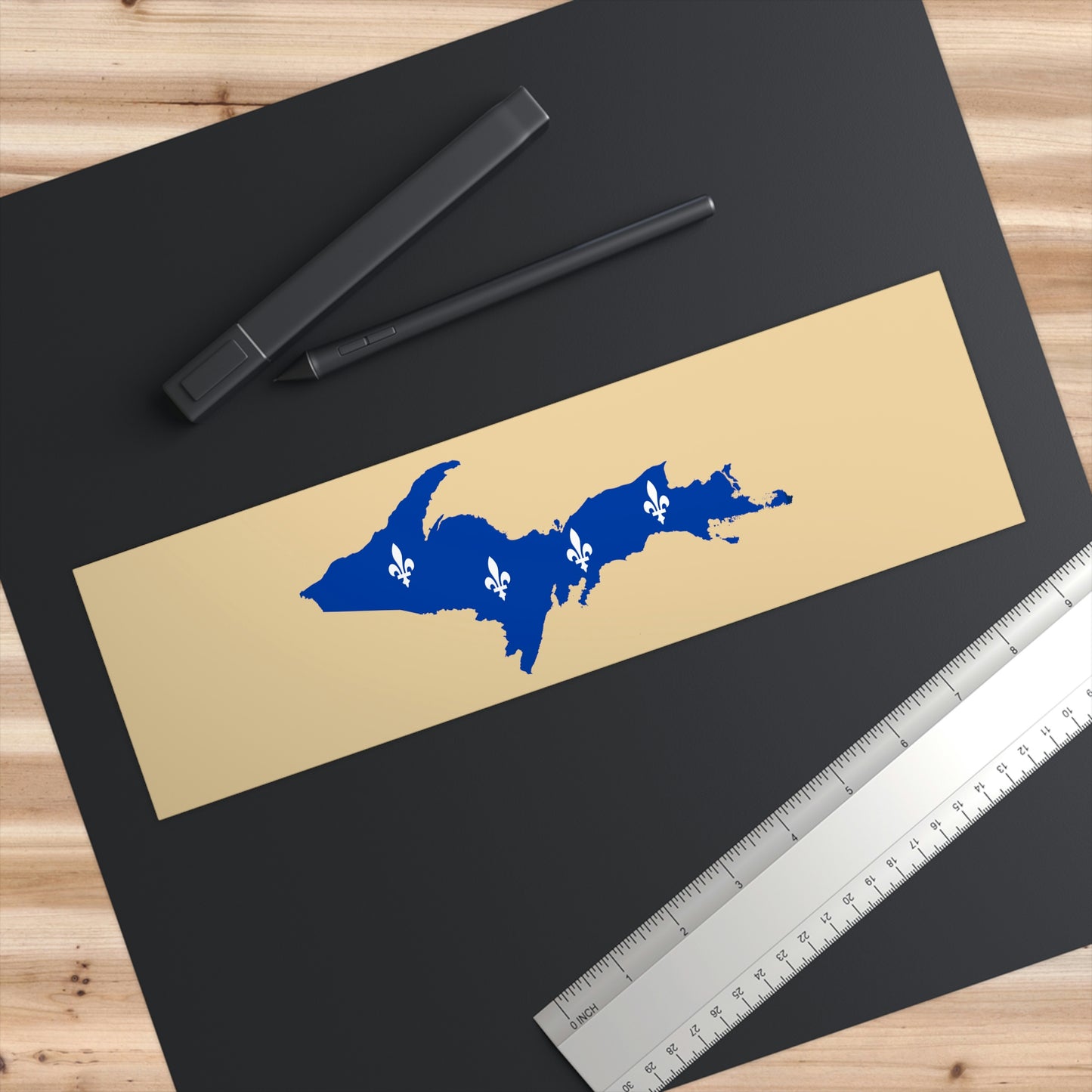 Michigan Upper Peninsula Bumper Stickers (w/ UP Quebec Flag Outline) | Maple Color Background