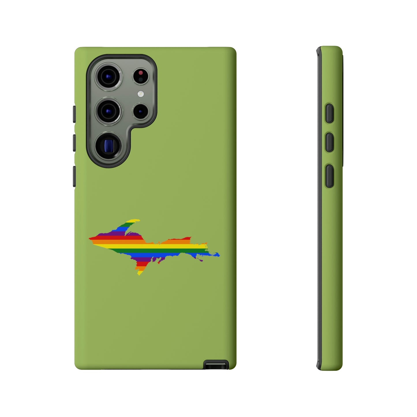 Michigan Upper Peninsula Tough Phone Case (Gooseberry Green w/ UP Pride Flag Outline) | Samsung & Pixel Android