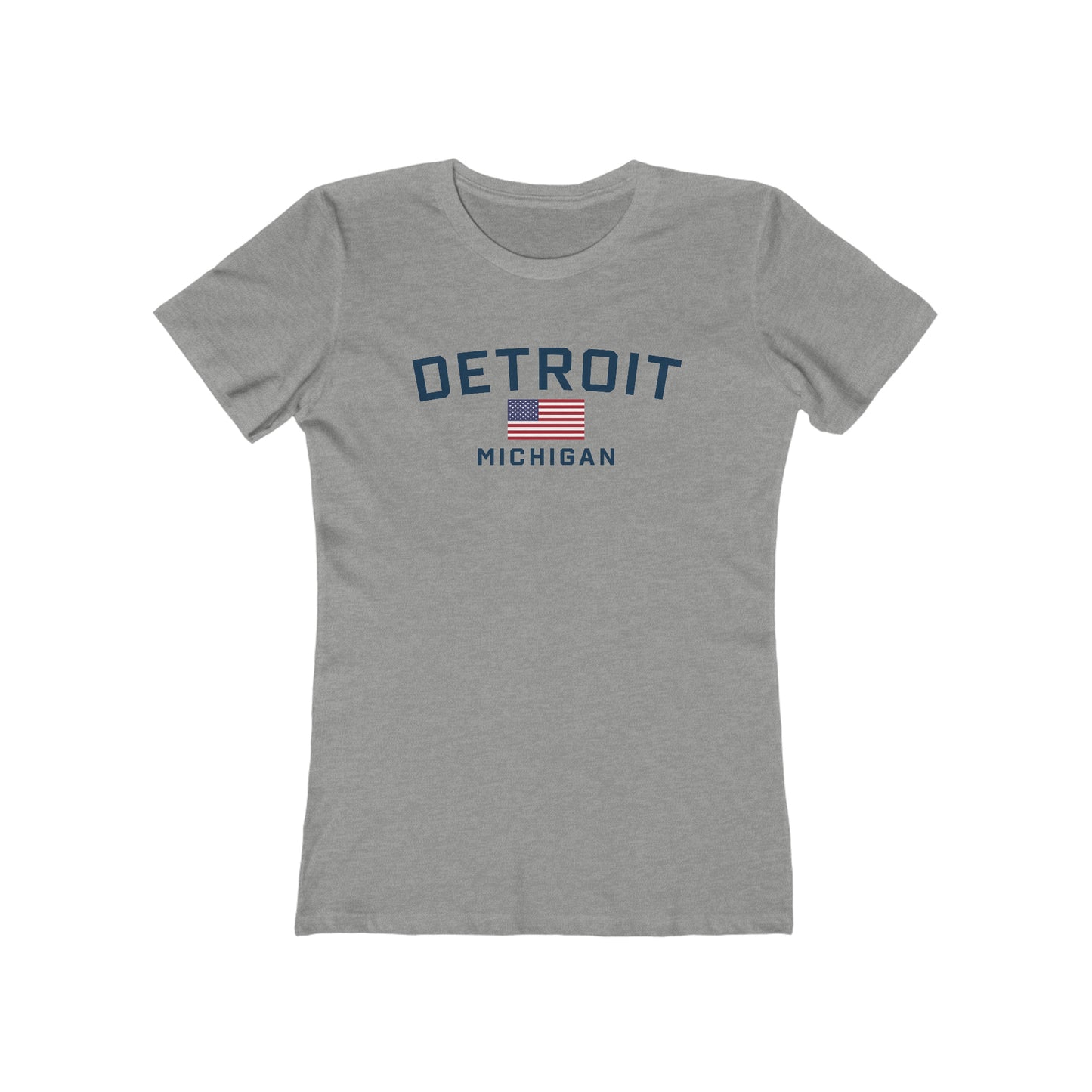 'Detroit Michigan' T-Shirt (w/USA Flag Outline) | Women's Boyfriend Cut