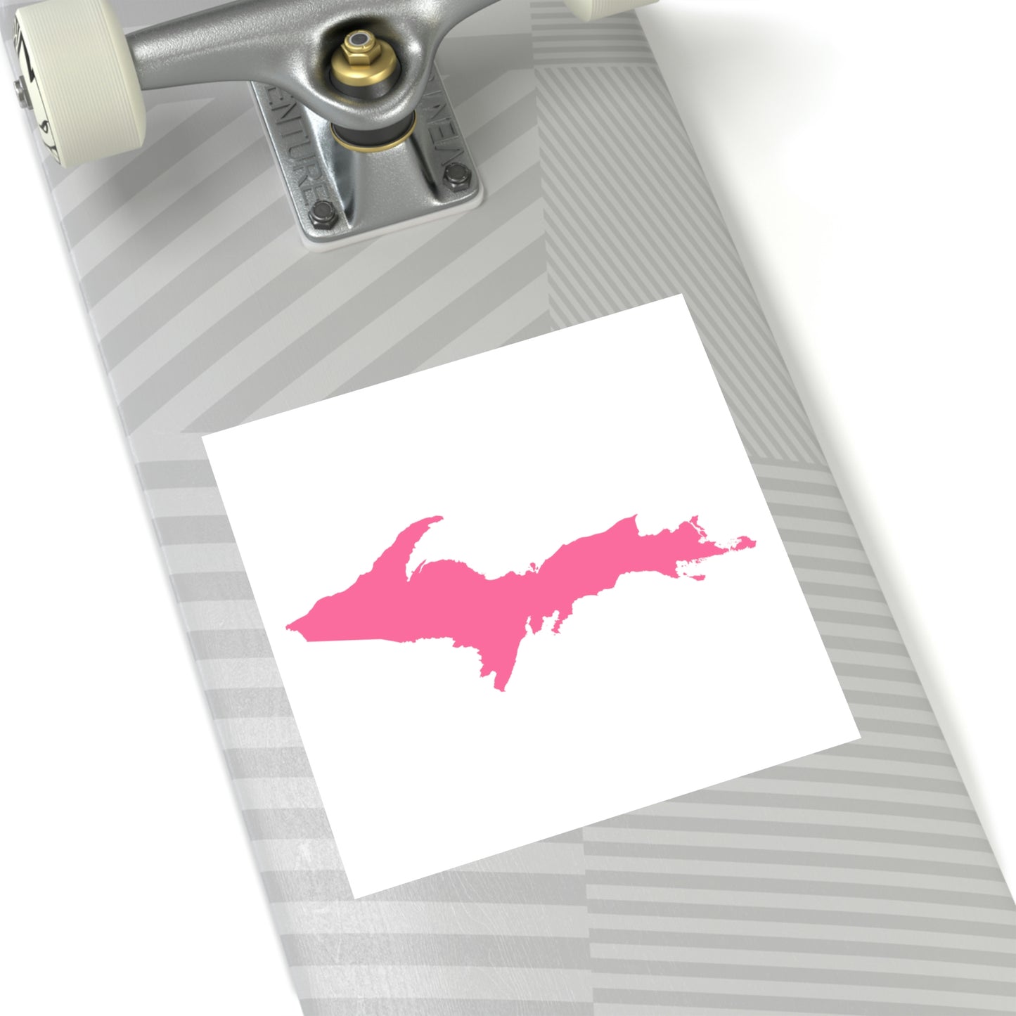 Michigan Upper Peninsula Square Sticker (w/ Pink UP Outline) | Indoor/Outdoor