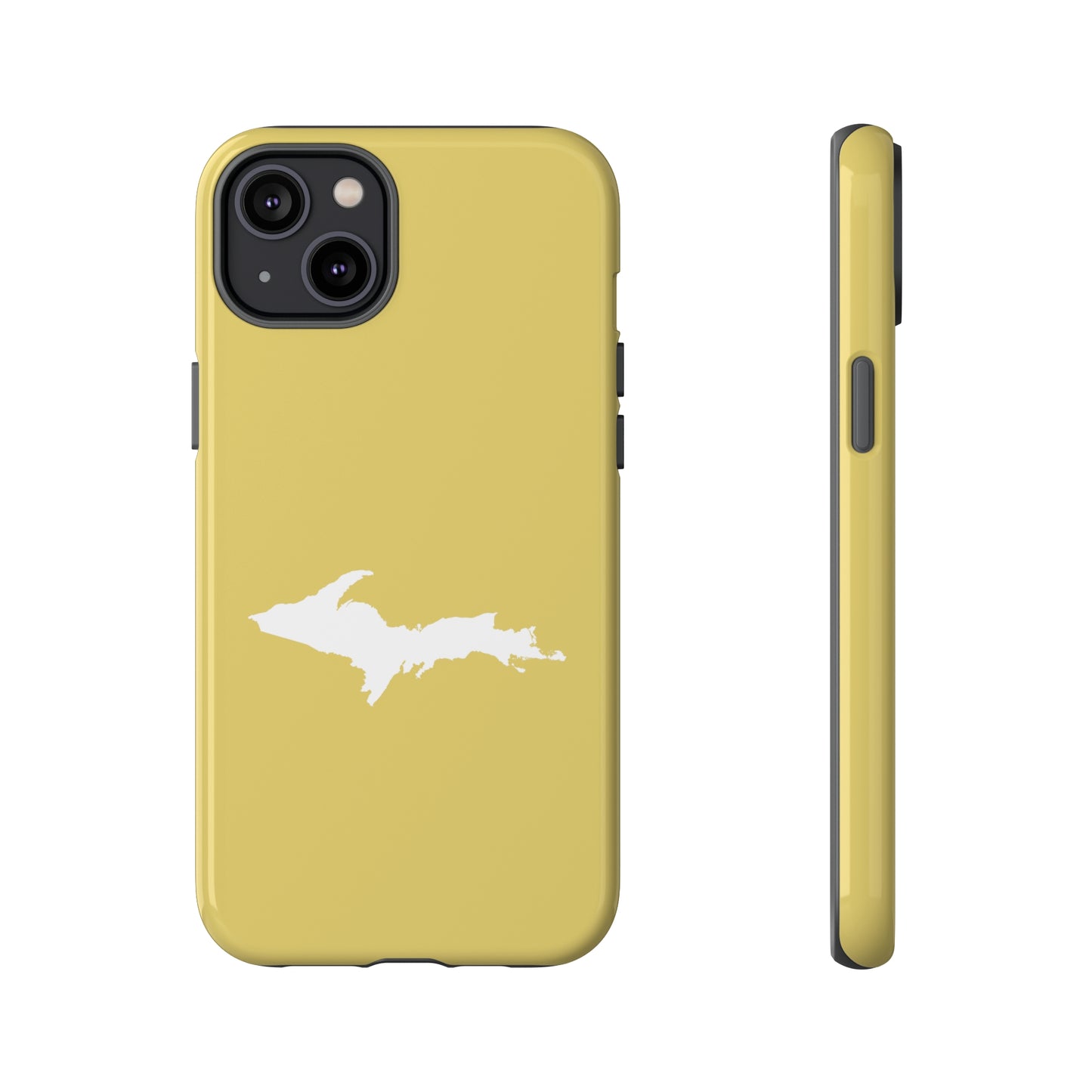 Michigan Upper Peninsula Tough Phone Case (Plum Yellow w/ UP Outline) | Apple iPhone