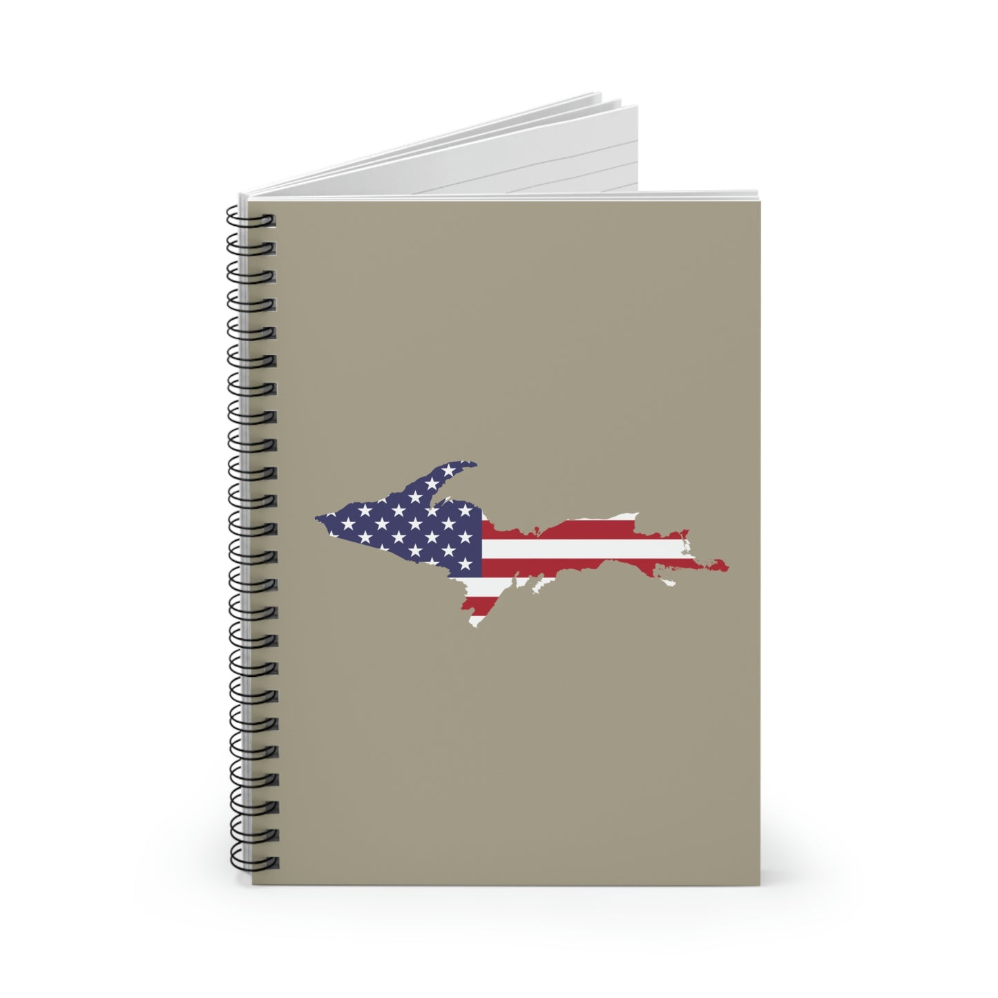 Michigan Upper Peninsula Spiral Notebook (w/ UP USA Flag Outline) | Petoskey Stone Beige