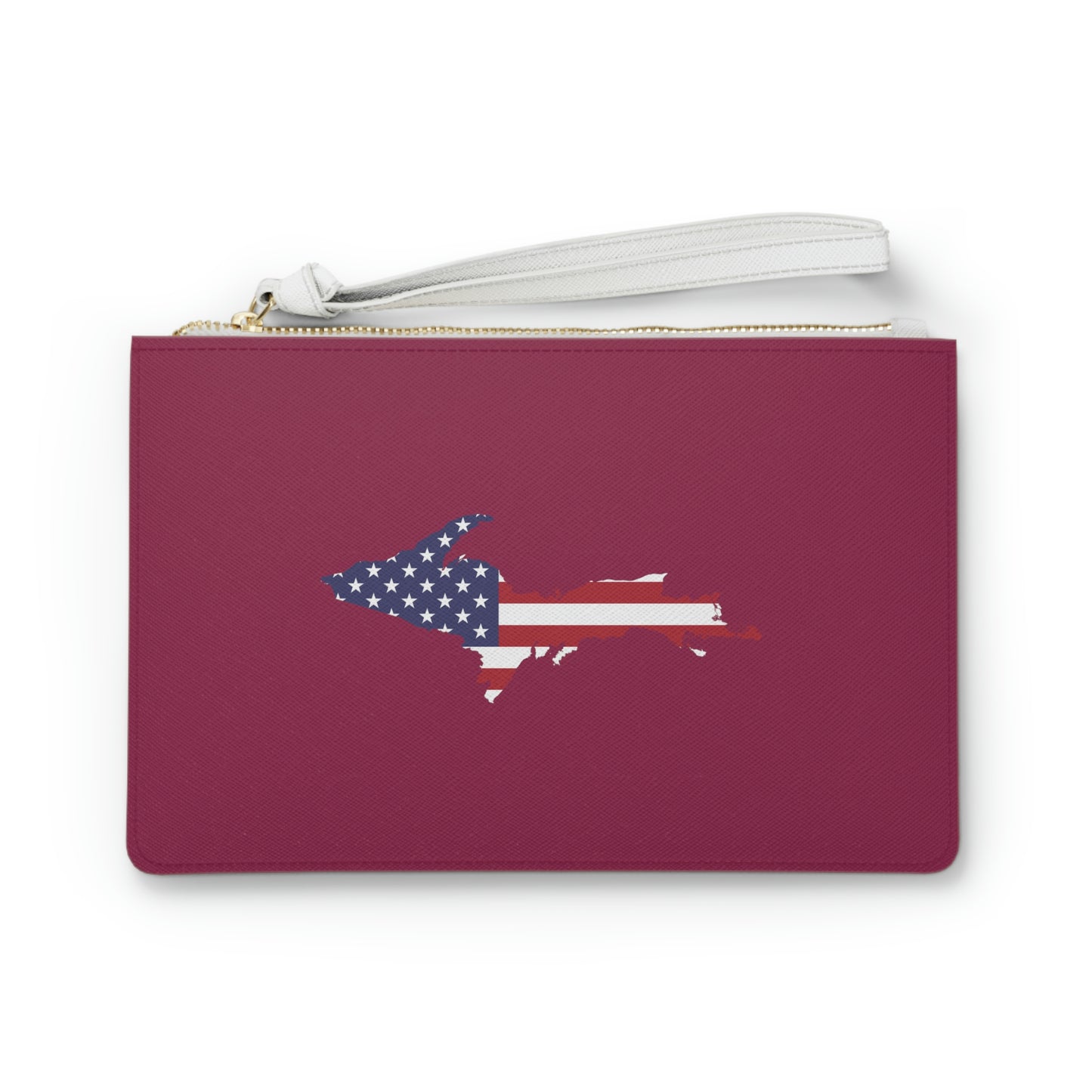 Michigan Upper Peninsula Clutch Bag (Ruby Red w/UP USA Flag Outline)