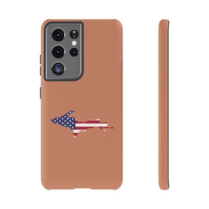 Michigan Upper Peninsula Tough Phone Case (Copper Color w/ UP USA Flag Outline) | Samsung & Pixel Android