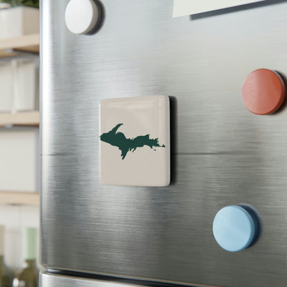 Michigan Upper Peninsula Porcelain Magnet (Canvas Color w/ Green UP Outline)