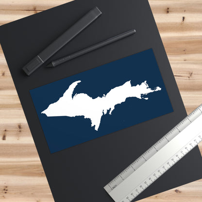 Michigan Upper Peninsula Bumper Sticker (w/ UP Outline) | Navy Background