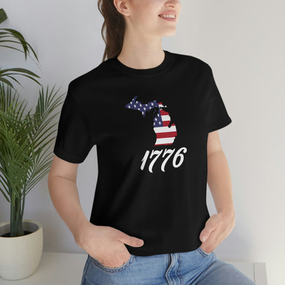 Michigan '1776' T-Shirt ( Script Font w/ MI USA Flag Outline) | Unisex Standard Fit