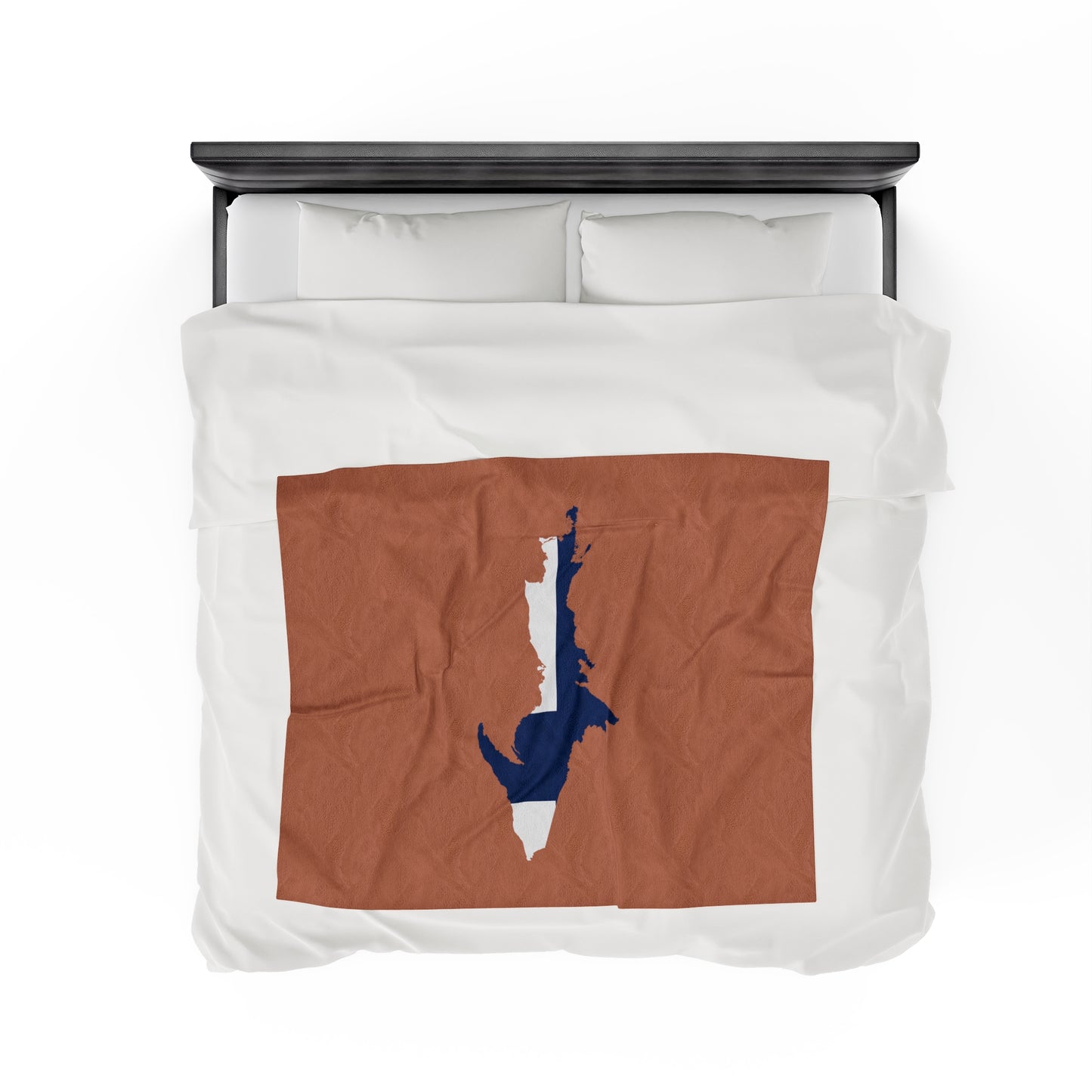 Michigan Upper Peninsula Plush Blanket (w/ UP Finland Flag Outline) | Copper Color