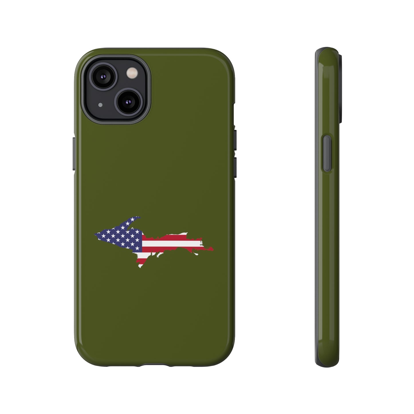 Michigan Upper Peninsula Tough Phone Case (Army Green w/ UP USA Outline) | Apple iPhone