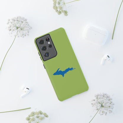 Michigan Upper Peninsula Tough Phone Case (Gooseberry Green w/ Azure UP Outline) | Samsung & Pixel Android