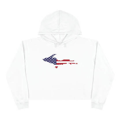 Michigan Upper Peninsula Cropped Hoodie (w/ UP USA Flag Outline)