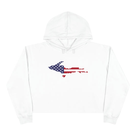 Michigan Upper Peninsula Cropped Hoodie (w/ UP USA Flag Outline)