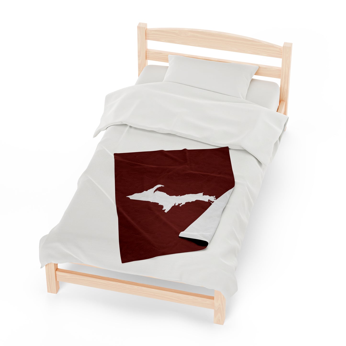 Michigan Upper Peninsula Plush Blanket (w/ UP Outline) | Traverse Cherry Red