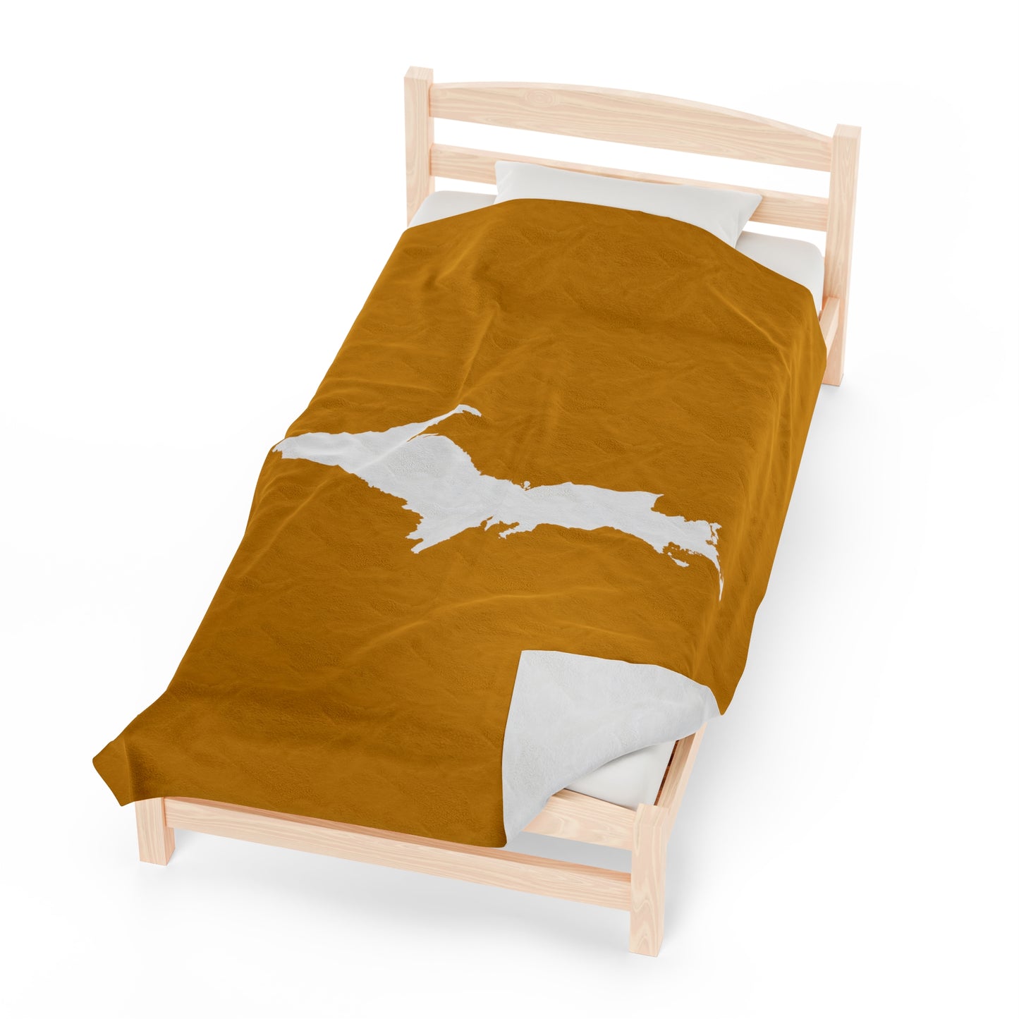 Michigan Upper Peninsula Plush Blanket (w/ UP Outline) | Gold