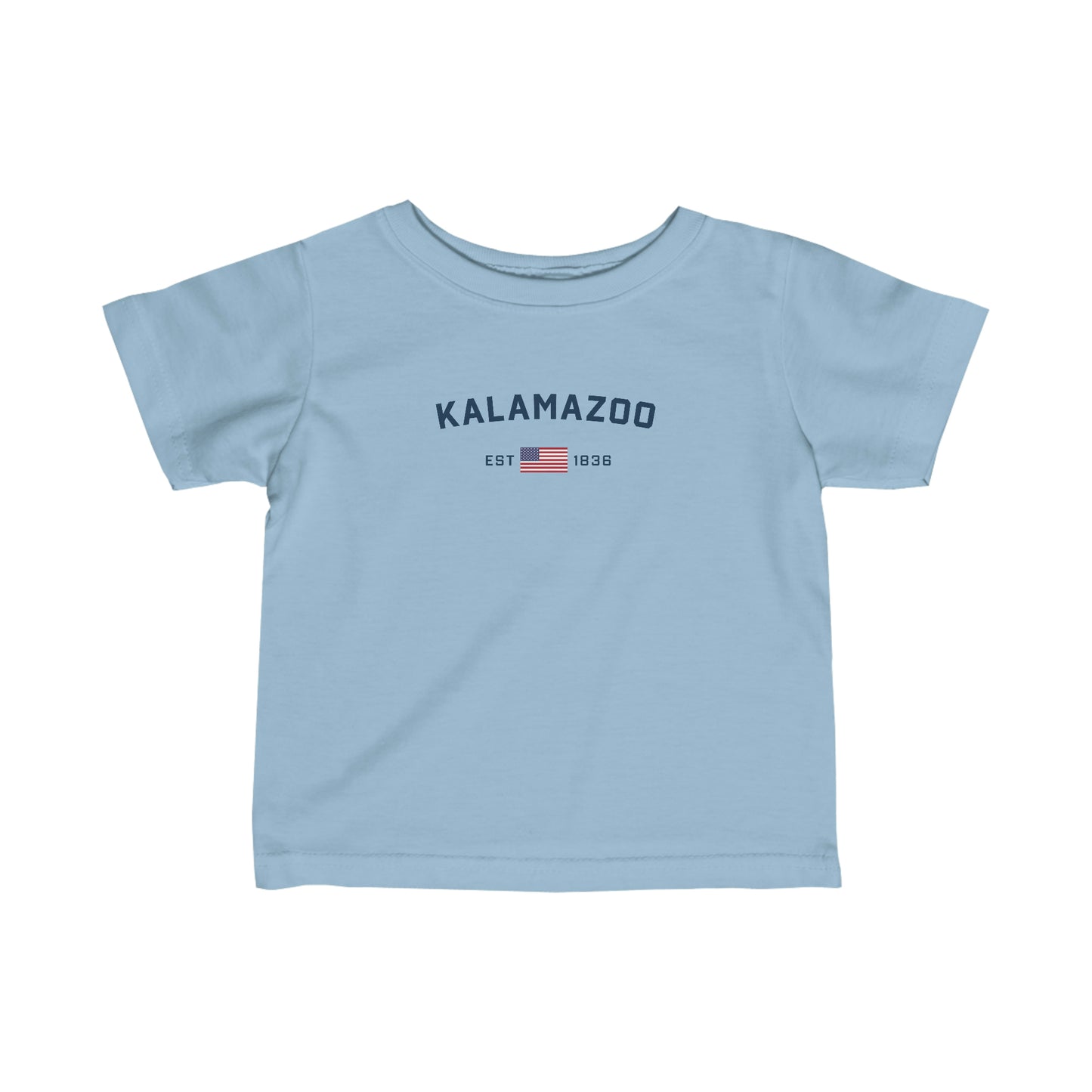 'Kalamazoo EST 1836' T-Shirt (w/USA Flag Outline) |  Infant Short Sleeve