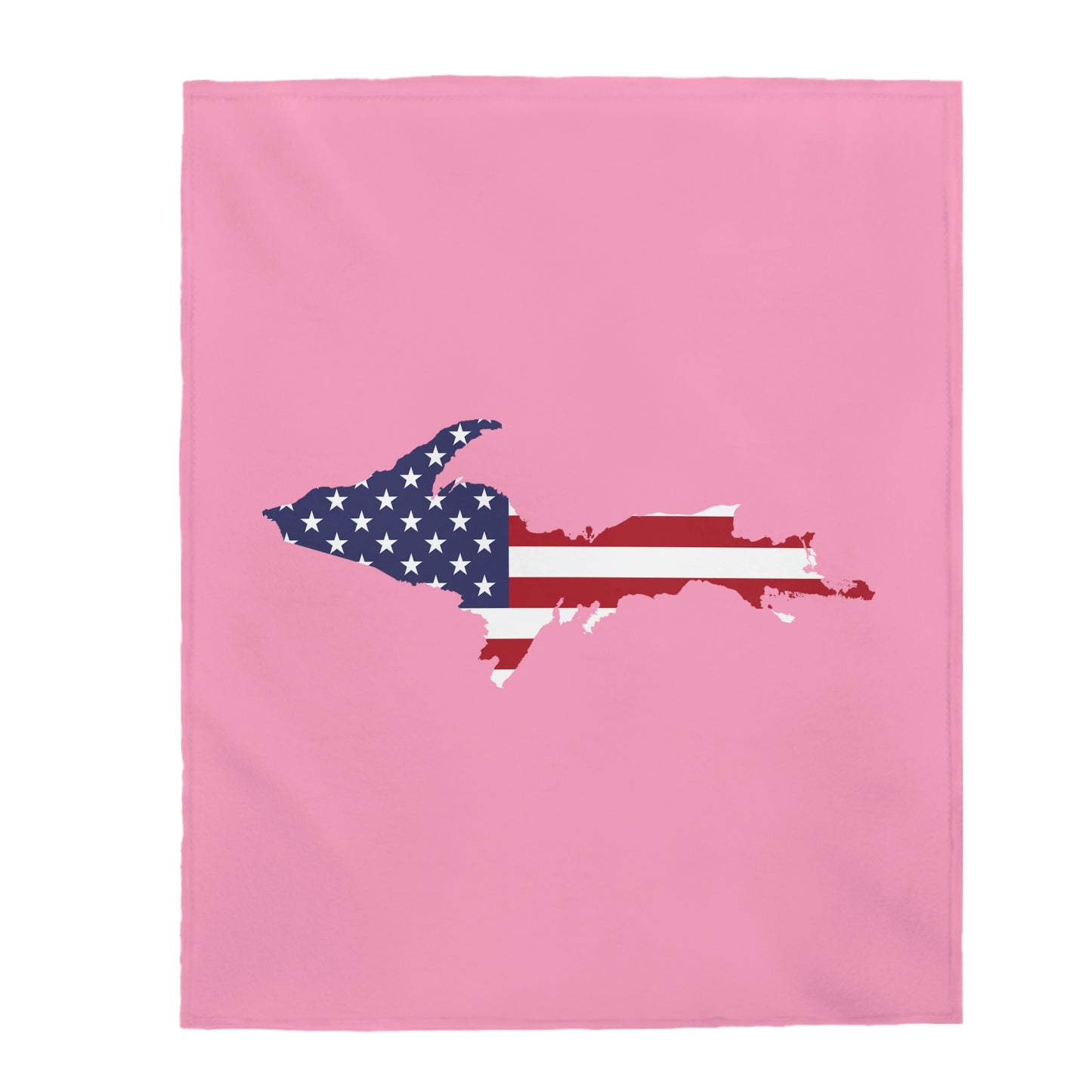 Michigan Upper Peninsula Plush Blanket (w/ UP USA Flag Outline) | '67 Caddie Pink