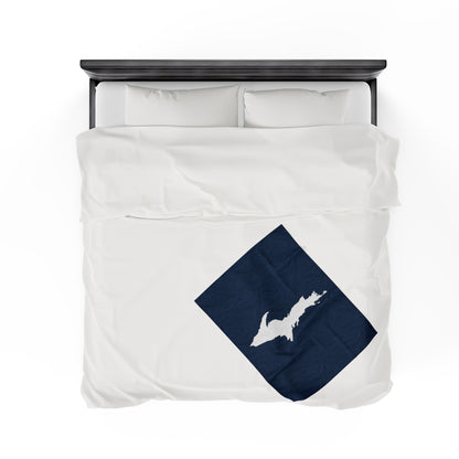 Michigan Upper Peninsula Plush Blanket (w/ UP Outline) | Navy