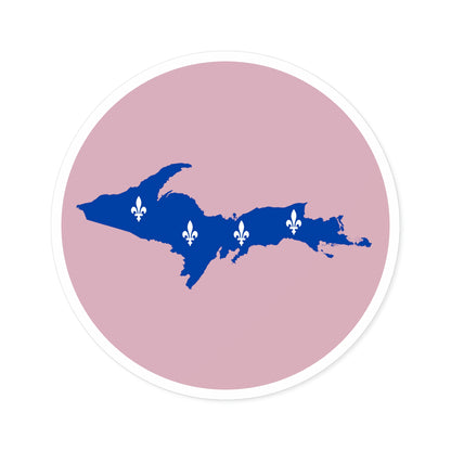 Michigan Upper Peninsula Round Stickers (Pink w/ UP Quebec Flag Outline) | Indoor\Outdoor